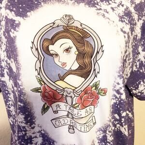 Belle Beauty & The Beast Bleach Dye Handmade Graphic Tee
